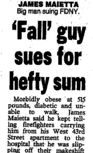 "Fall" guy sues for hefty sum — New York Post